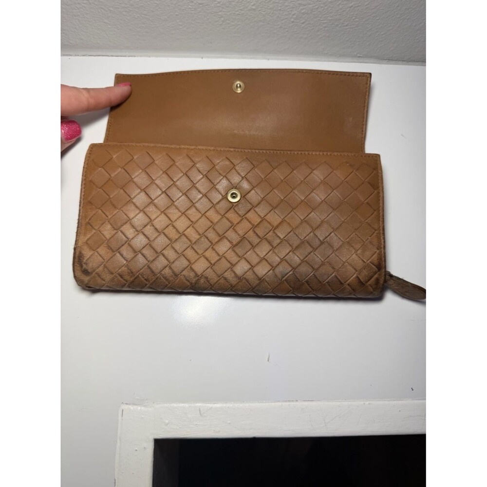 Bottega Veneta Woven Suede Fold-Over Wallet in Tan (fair) - Picture 3 of 13
